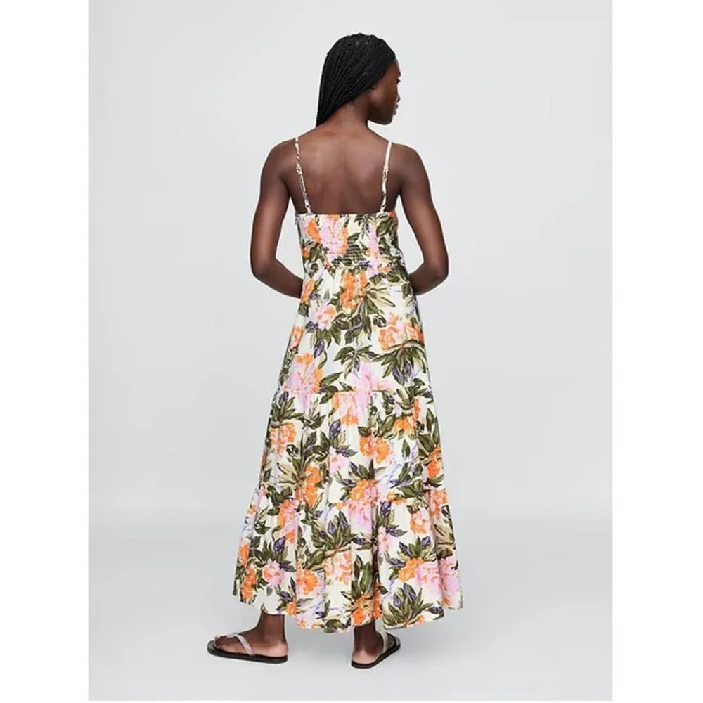 GAP Women's Size Large Tie Front Tiered Maxi Dress Floral Print MSRP $128 NWT - Picture 2 of 4